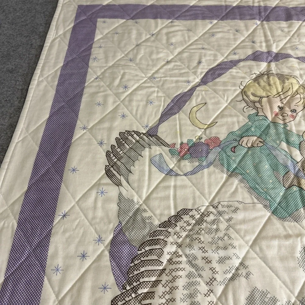 Handmade Baby Quilt Crib Blanket White Purple Mother‎ Goose